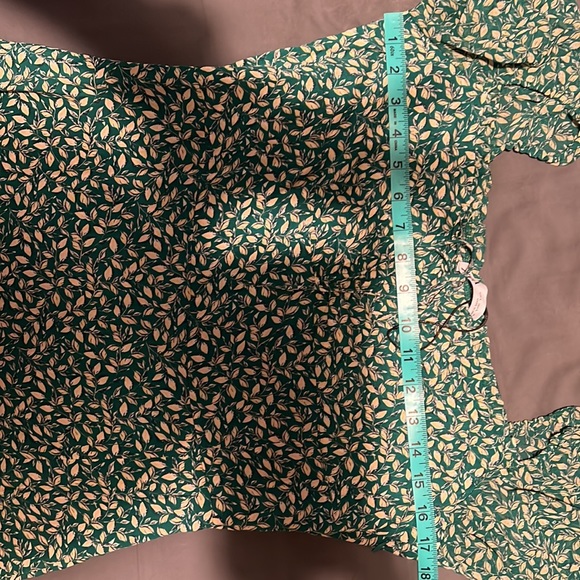 NWOT Zara Green Botanical Leaf Print Sweetheart Off Shoulder Front Slit Dress - Picture 4 of 5